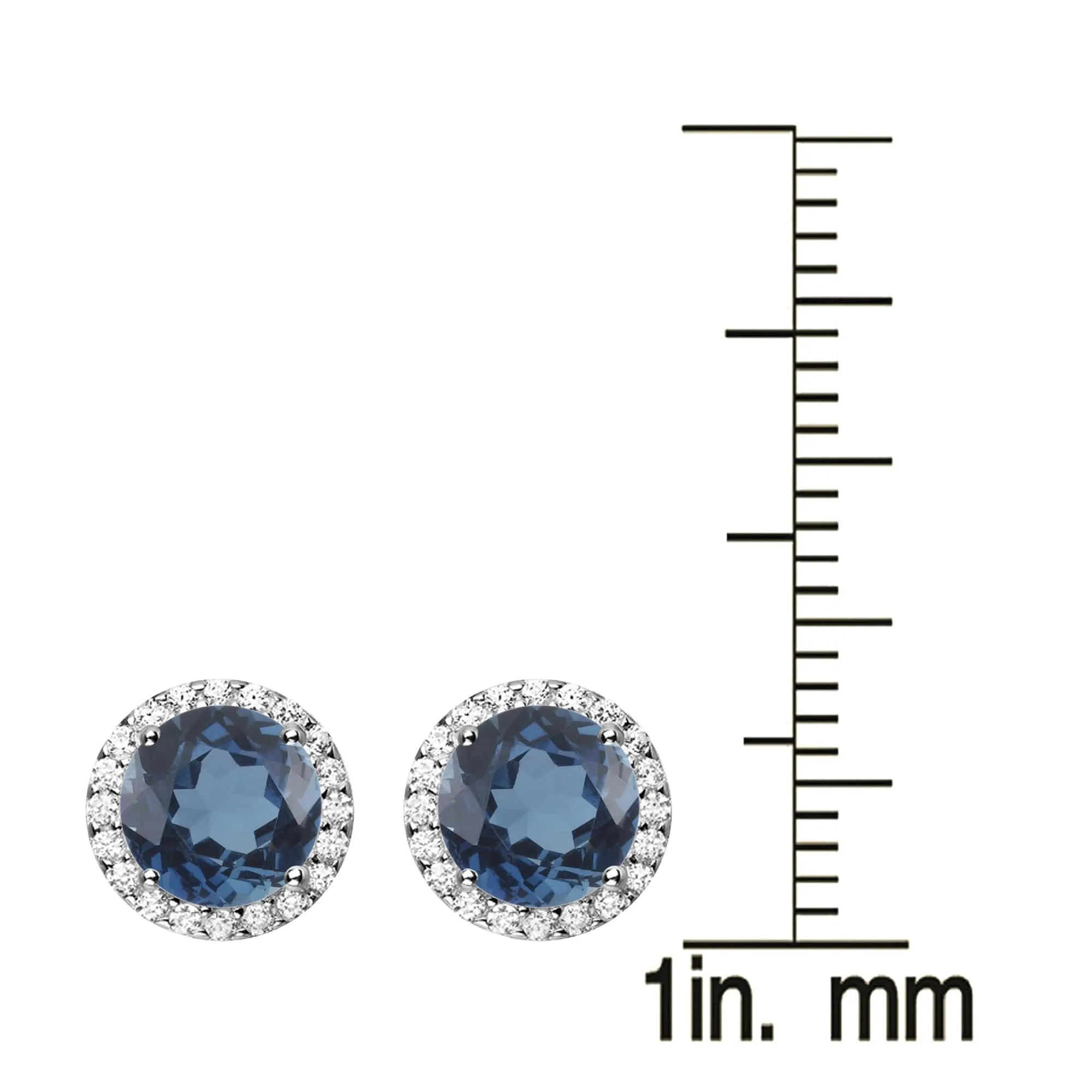 V3 Jewelry 925 Sterling Silver with Round Shape Natural London Blue Topaz and White Topaz Halo Stud Earring for Women sold by Zulily product image thumbnail 3