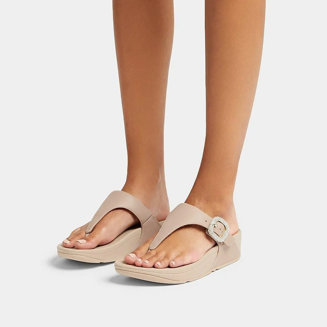 LULU Crystal-Buckle Leather Toe-Post Sandals sold by Zulily product image thumbnail 2