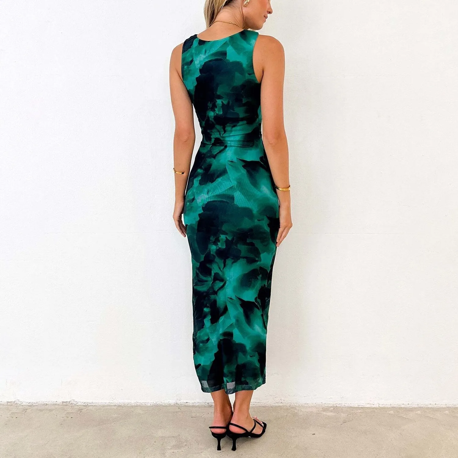 Dark Green Abstract Sleeveless Sheath Dress sold by Zulily product image thumbnail 2