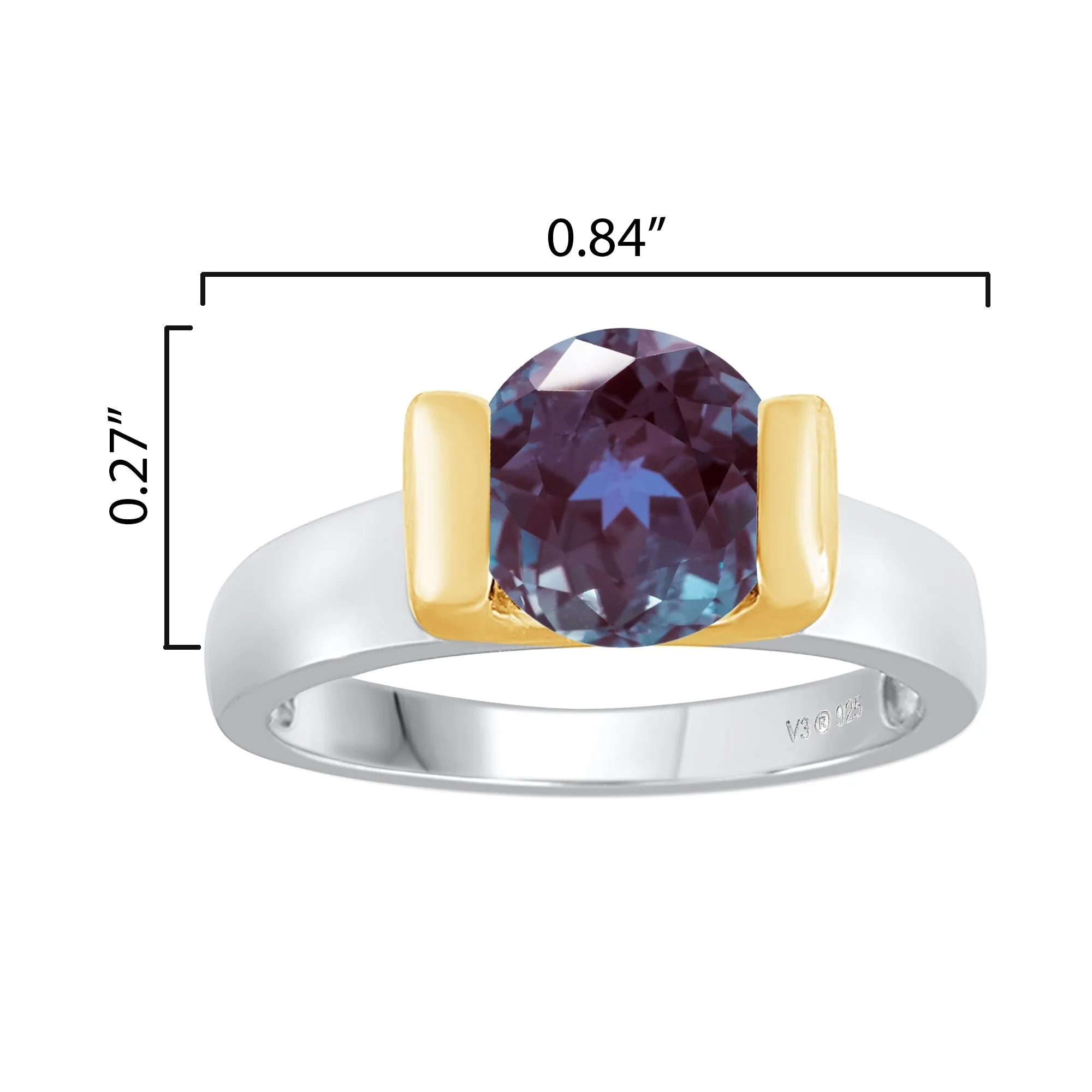 Two Tone 2.20CT Color Changing Alexandrite Solitaire Sterling Silver Ring for Women sold by Zulily product image thumbnail 3