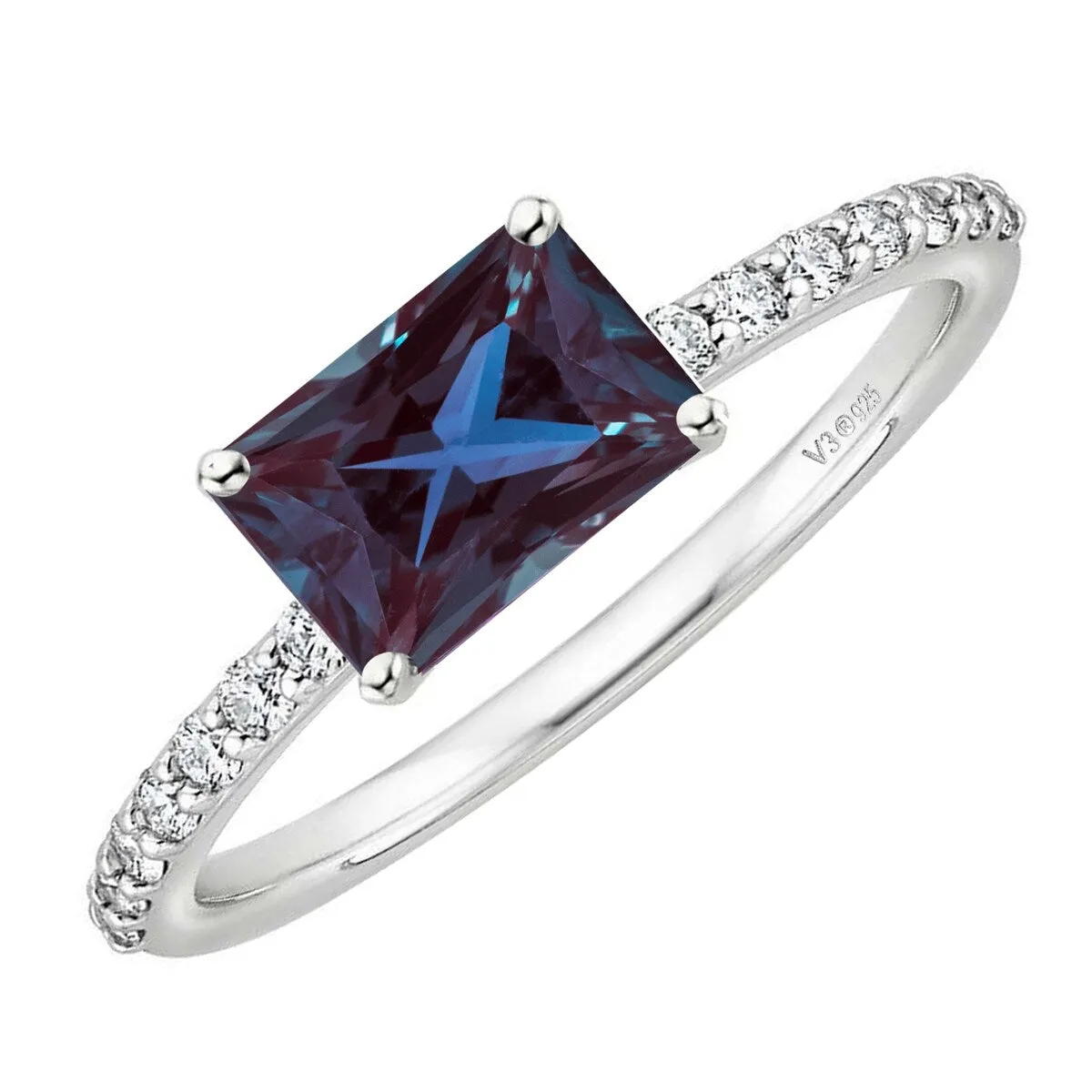 2.15CT Color Changing Alexandrite and White Topaz Sterling Silver Engagement Ring sold by Zulily product image thumbnail 2