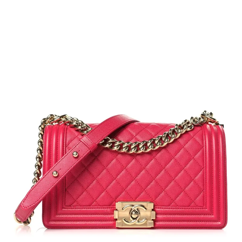 Chanel Caviar Quilted Medium Boy Flap Fuchsia (Pre-Owned) sold by Zulily