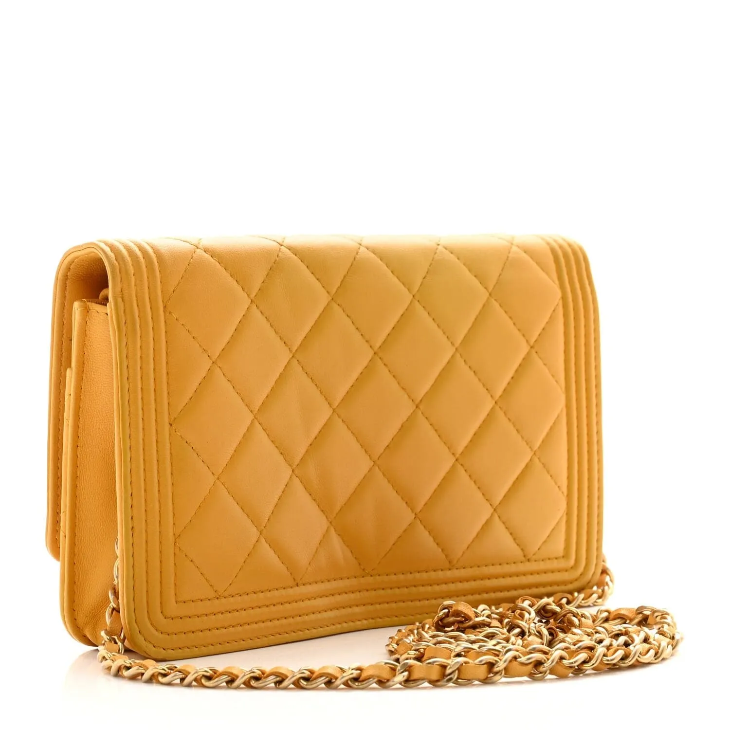 Chanel Lambskin Quilted Boy Wallet On Chain WOC Yellow (Pre-Owned) sold by Zulily product image thumbnail 2