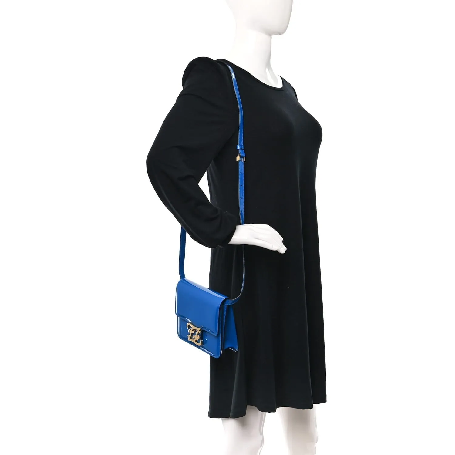 Fendi Vitello Vernice Mou Karligraphy Crossbody Bag Bluette (Pre-Owned) sold by Zulily product image thumbnail 2