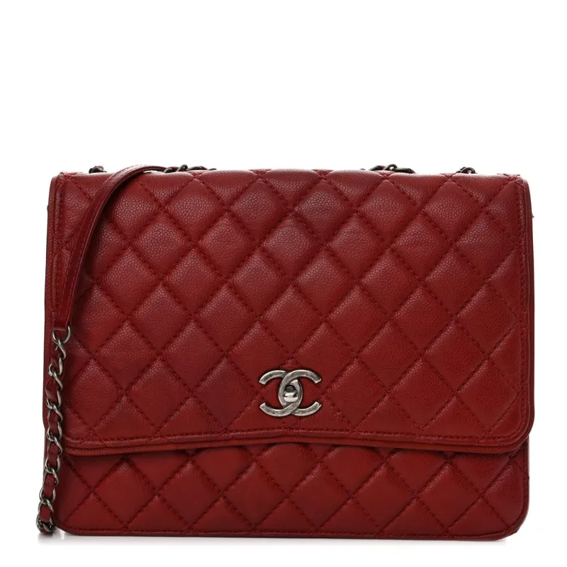 Chanel Caviar Quilted Flap With Chain Red (Pre-Owned) sold by Zulily