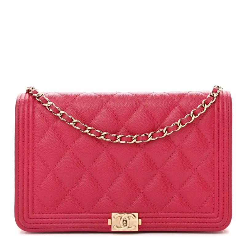 Chanel Caviar Quilted Boy Wallet On Chain WOC Fuchsia (Pre-Owned) sold by Zulily