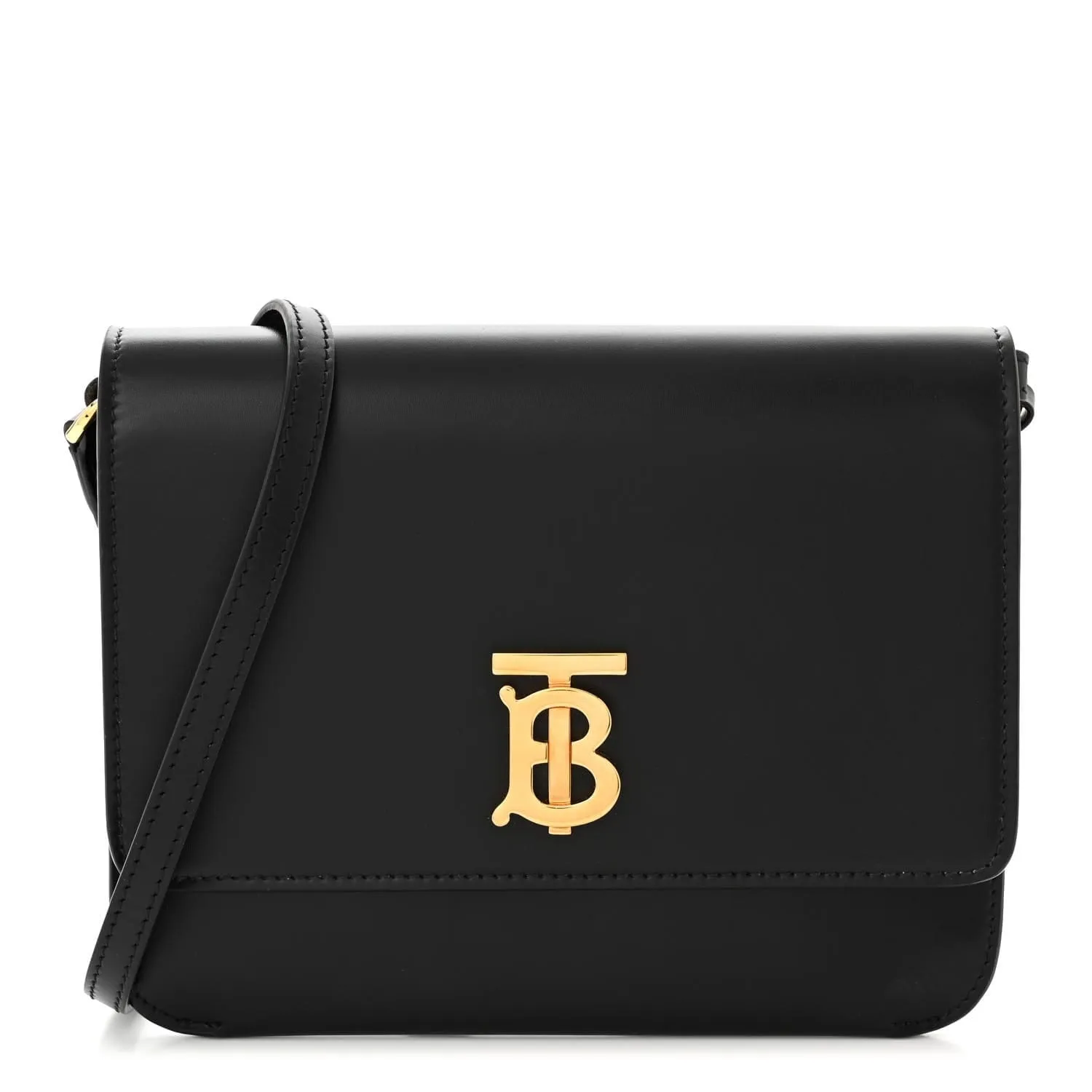 Burberry Metallic Calfskin Monogram TB Flat Crossbody Bag Black (Pre-Owned) sold by Zulily