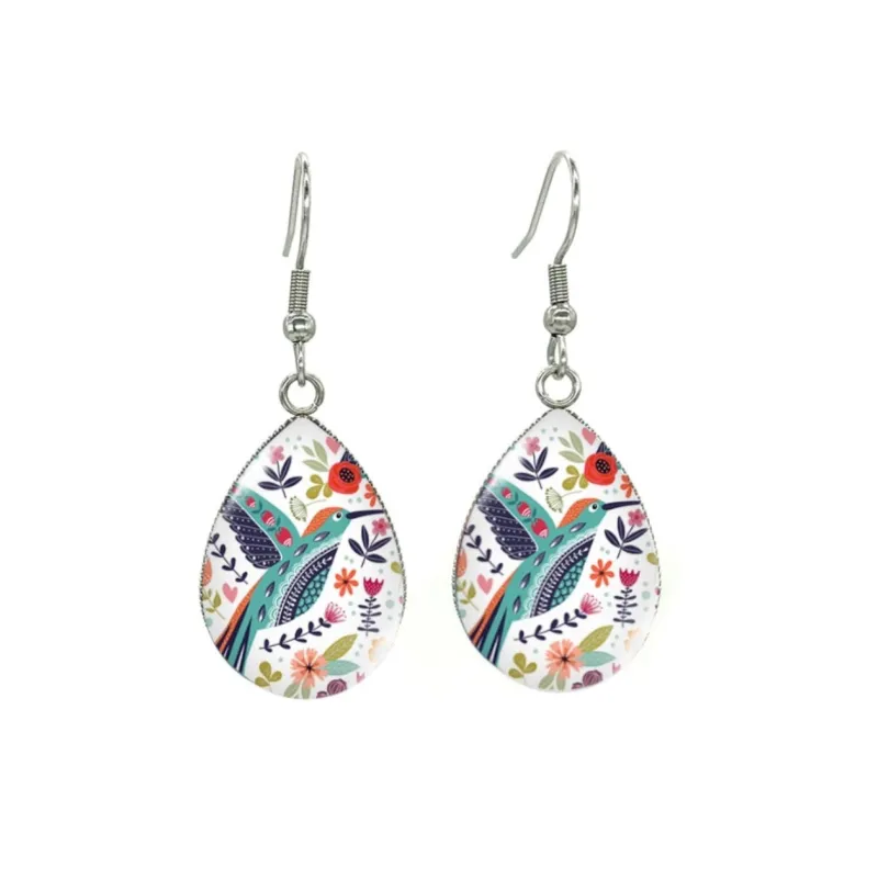 Hummingbird Silvertone Teardrop Drop Earrings sold by Zulily