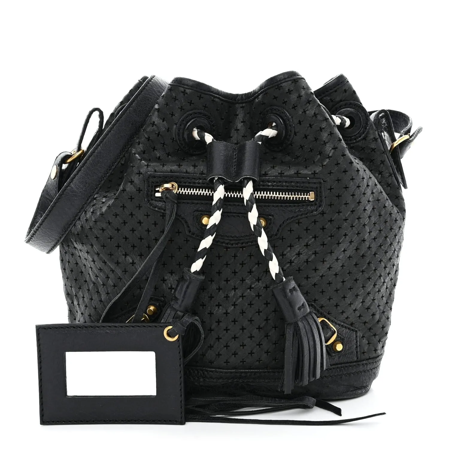 Balenciaga Agneau Classic Gold Hardware Perforated Cross Mini Pampille Black (Pre-O sold by Zulily product image thumbnail 3