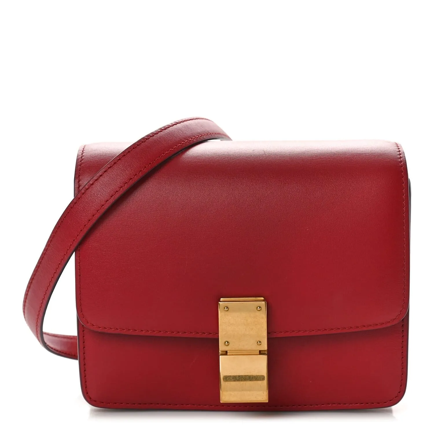 Celine Spazzolato Calfskin Medium Classic Box Flap Bag Blue (Pre-Owned) sold by Zulily
