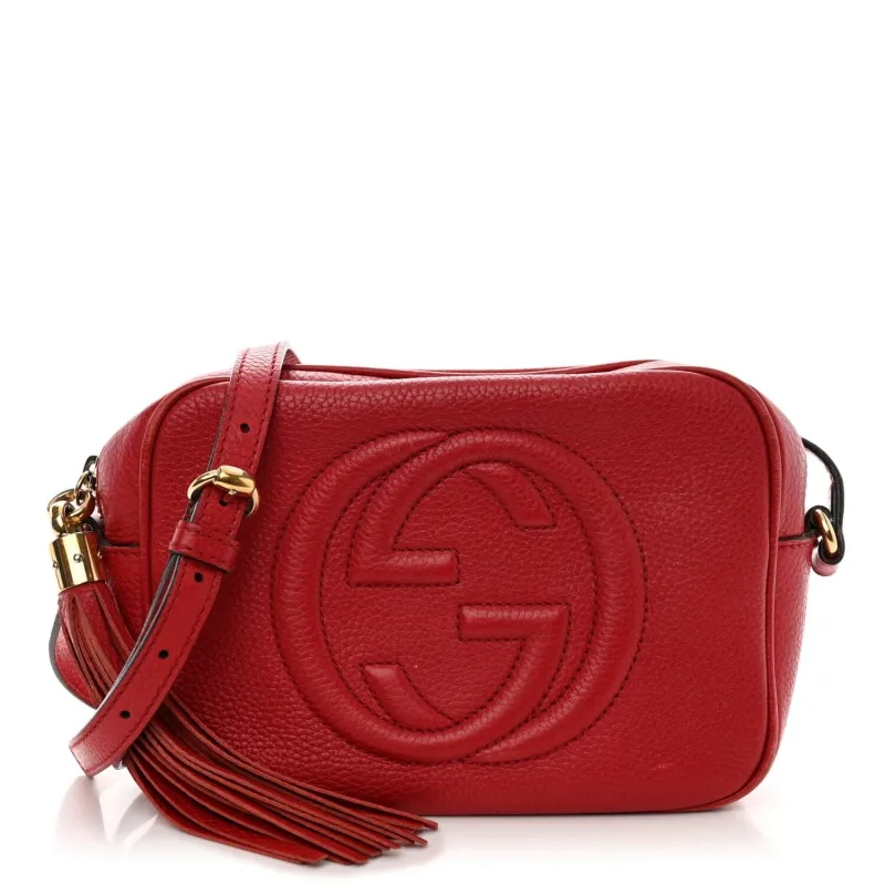 Gucci Pebbled Calfskin Small Soho Disco Bag Tabasco Red (Pre-Owned) sold by Zulily