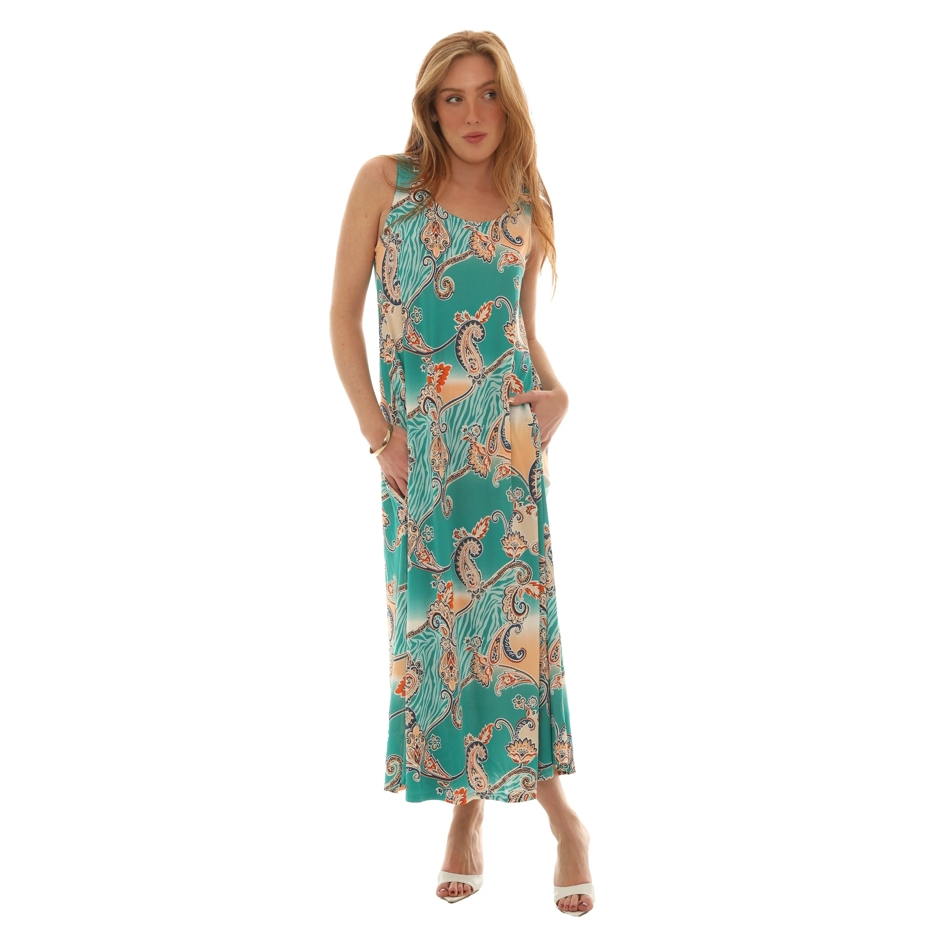 Printed Paisley Sleeveless Long Dress sold by Zulily product image thumbnail 4