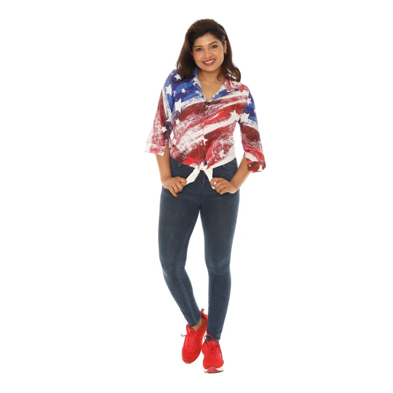 American Flag Print Button-Down Shirt for Women sold by Zulily