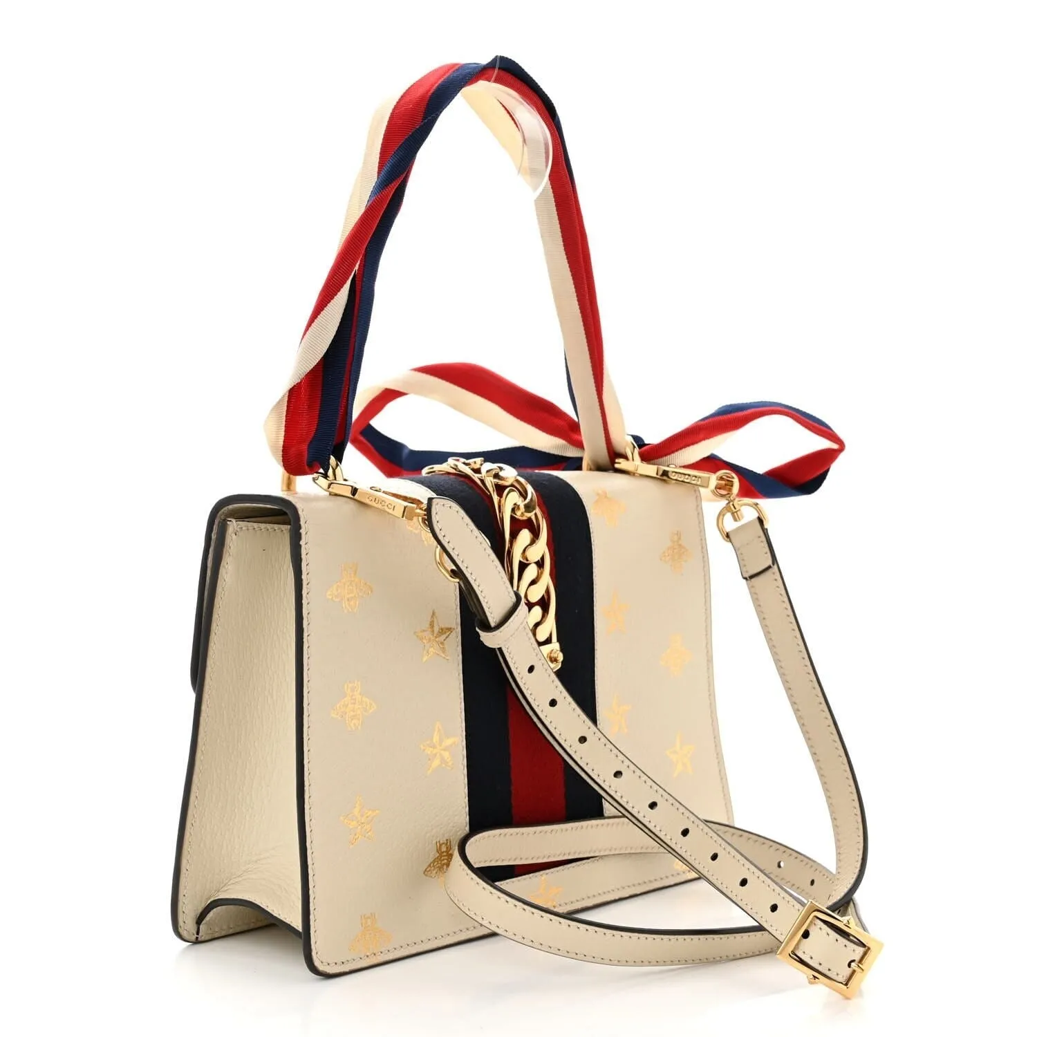 Gucci Textured Calfskin Bee Star Print Small Sylvie Shoulder Bag Mystic White (Pre- sold by Zulily product image thumbnail 3