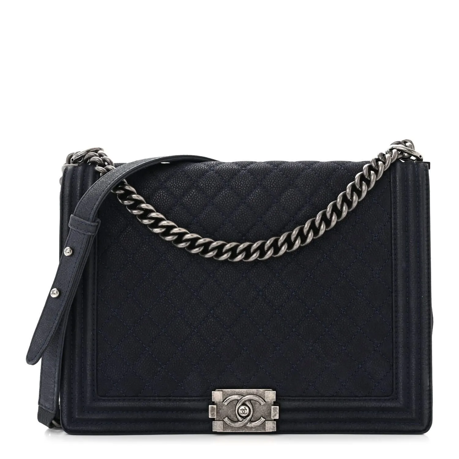 Chanel Iridescent Caviar Quilted Large Boy Flap Navy (Pre-Owned) sold by Zulily