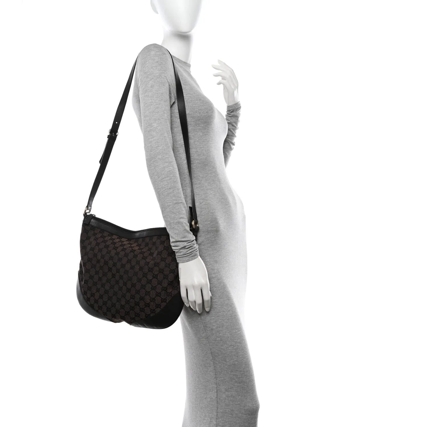 Gucci Denim Monogram Large Half Moon Hobo Dark Brown (Pre-Owned) sold by Zulily product image thumbnail 2