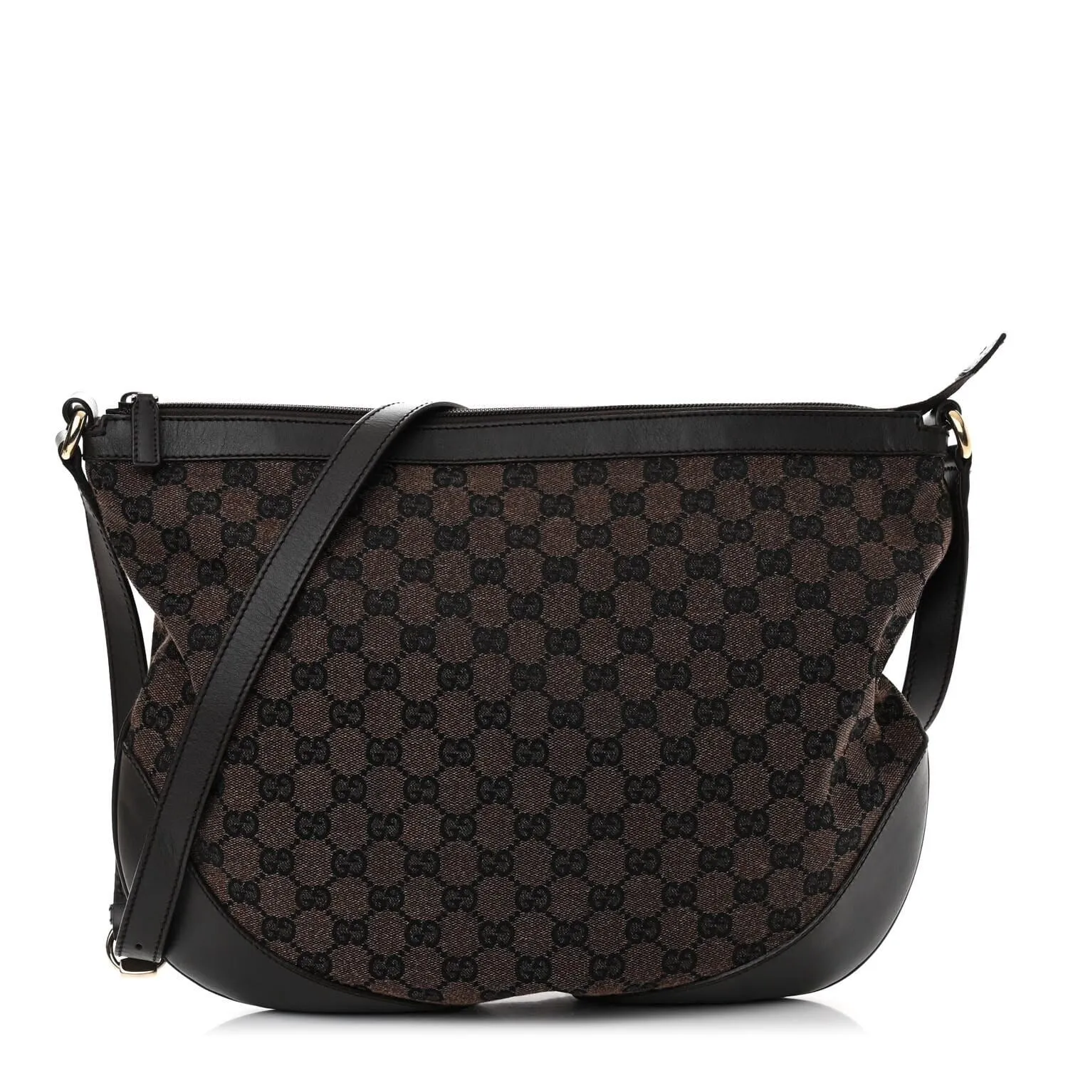 Gucci Denim Monogram Large Half Moon Hobo Dark Brown (Pre-Owned) sold by Zulily