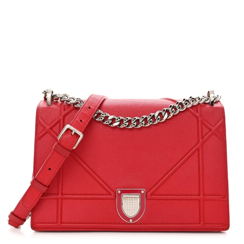Dior Grained Calfskin Medium Diorama Flap Bag Red (Pre-Owned) sold by Zulily