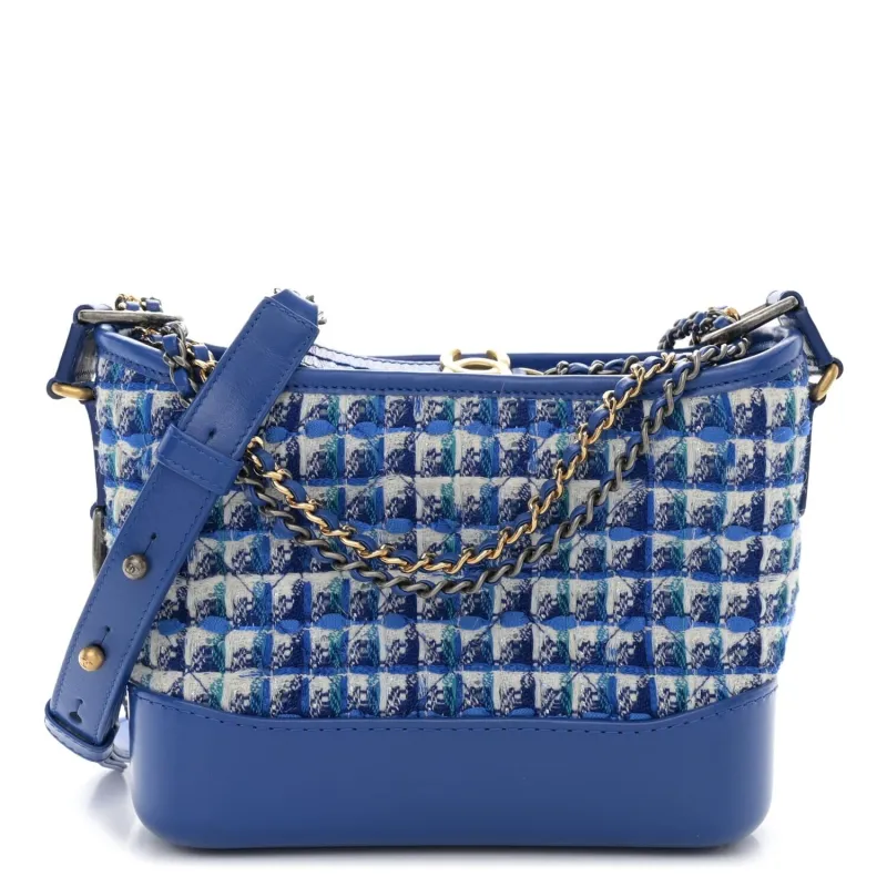 Chanel Tweed Calfskin Small Gabrielle Hobo Royal Blue (Pre-Owned) sold by Zulily
