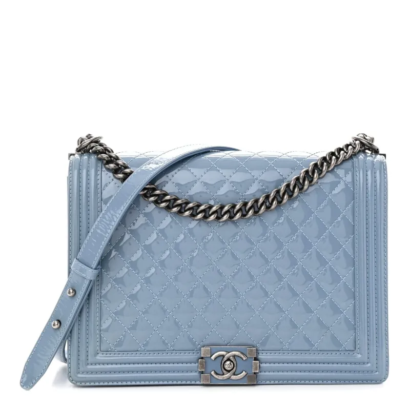 Chanel Patent Quilted Large Boy Flap Light Blue (Pre-Owned) sold by Zulily