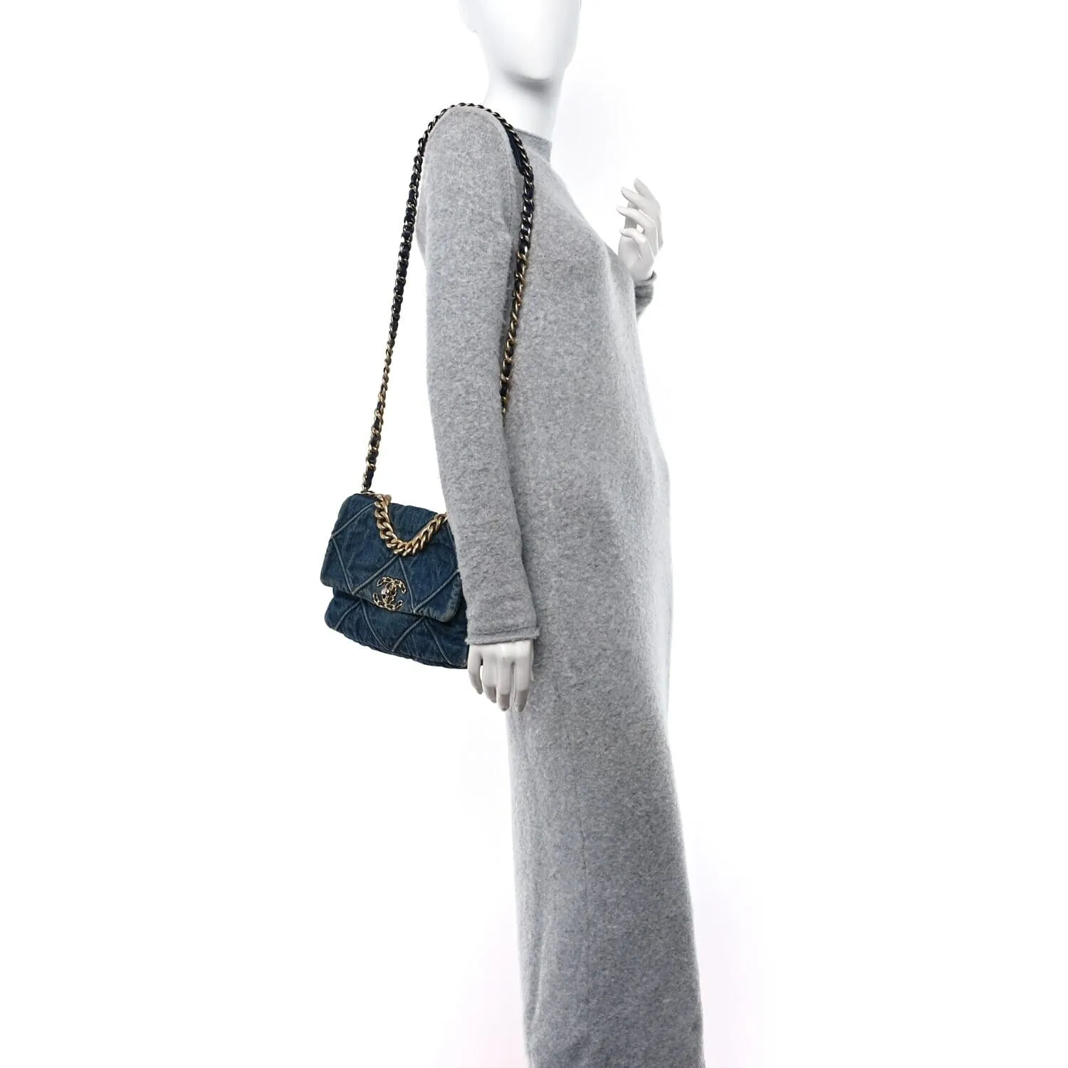 Chanel Denim Quilted Medium Chanel 19 Flap Blue (Pre-Owned) sold by Zulily product image thumbnail 2