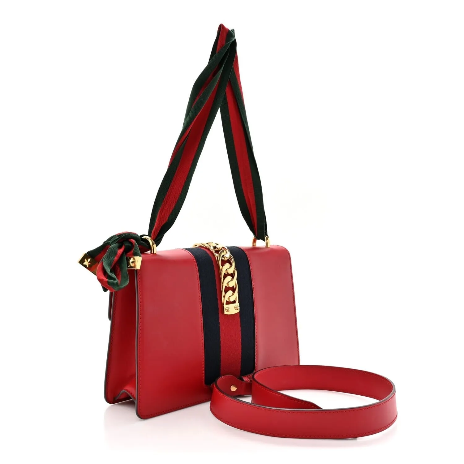 Gucci Calfskin Small Sylvie Shoulder Bag Hibiscus Red (Pre-Owned) sold by Zulily product image thumbnail 3