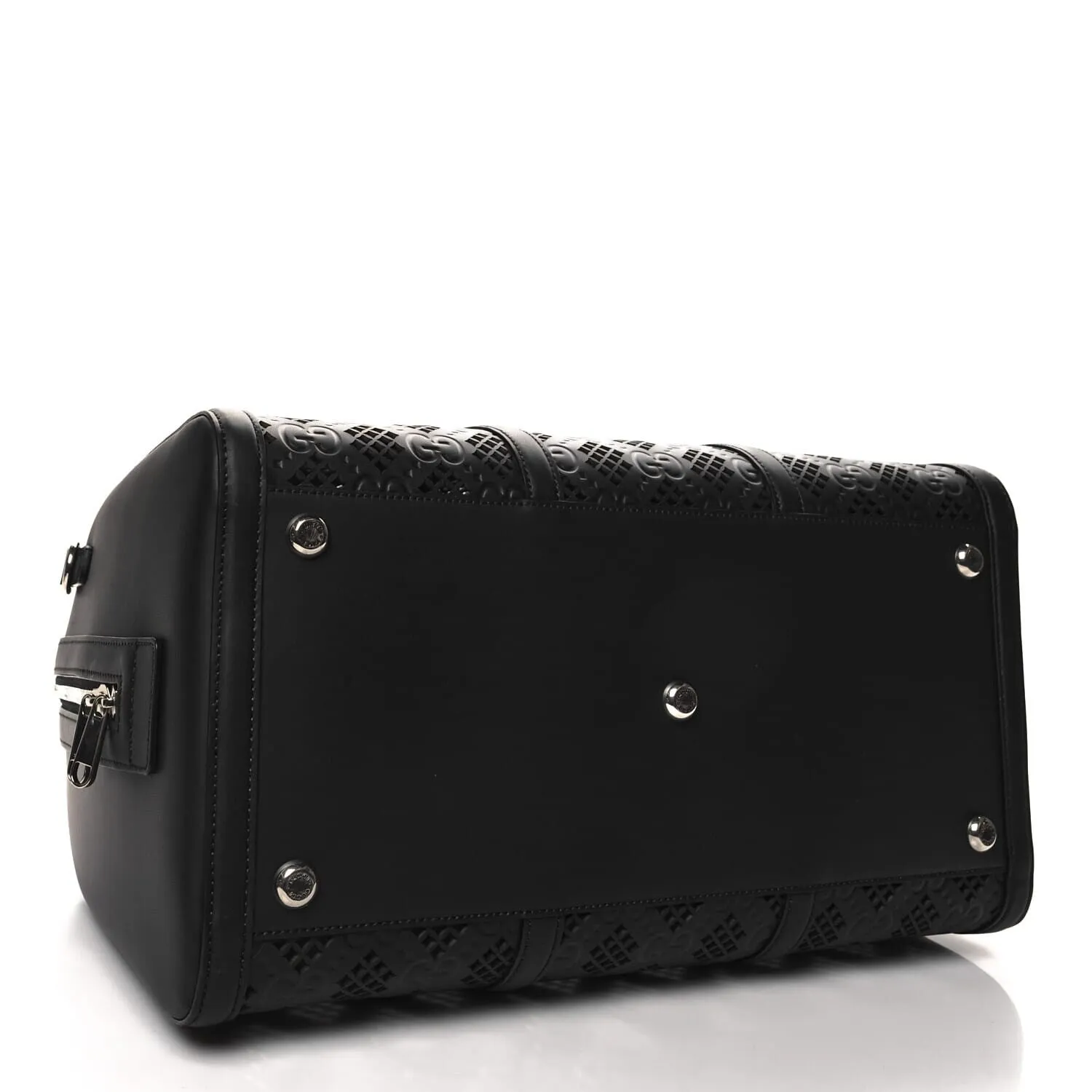 Gucci Calfskin Cut Out GG Embossed Medium Duffle Bag Harness Black (Pre-Owned) sold by Zulily product image thumbnail 3