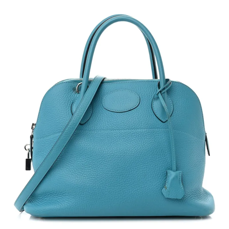 Hermes Taurillon Clemence Bolide 31 Turquoise (Pre-Owned) sold by Zulily