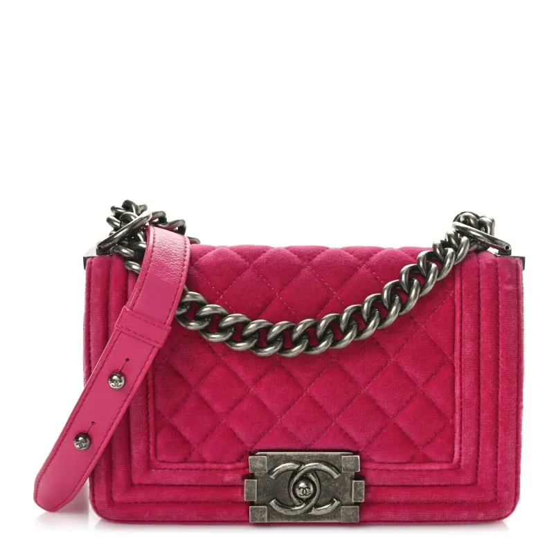 Chanel Velvet Quilted Small Boy Flap Pink (Pre-Owned) sold by Zulily