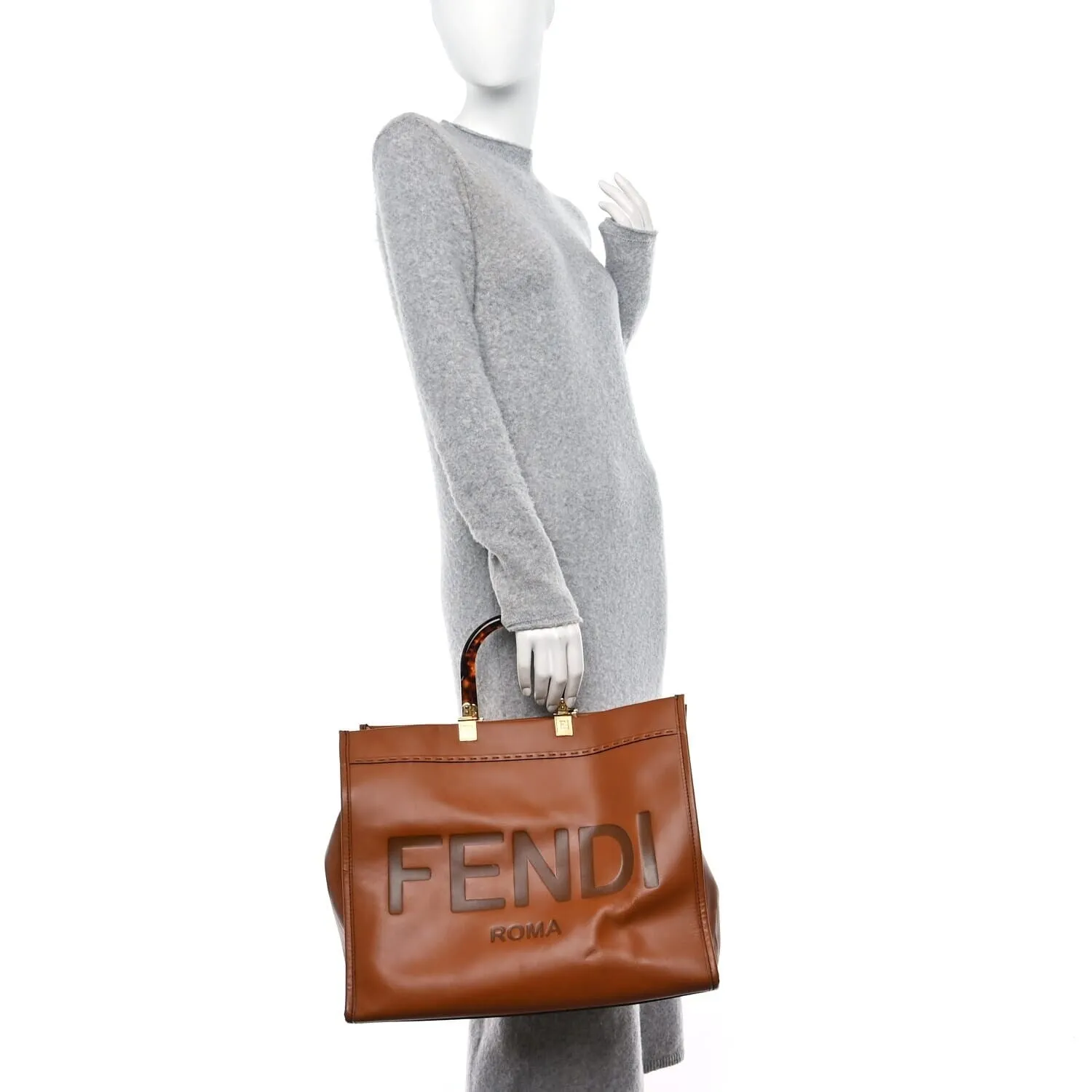 Fendi Vitello King Plexiglass Large Fendi Sunshine Shopper Tote Cuoio (Pre-Owned) sold by Zulily product image thumbnail 2