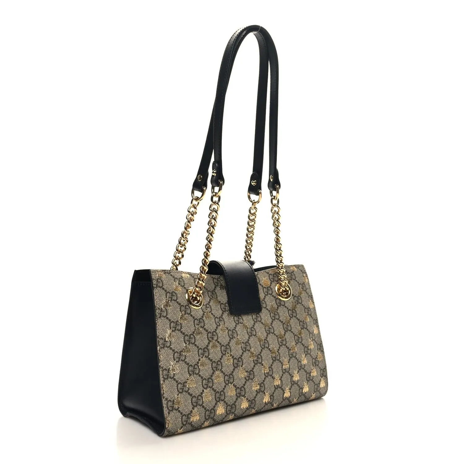 Gucci GG Supreme Monogram Bees Small Padlock Tote Beige Oro Black (Pre-Owned) sold by Zulily product image thumbnail 3