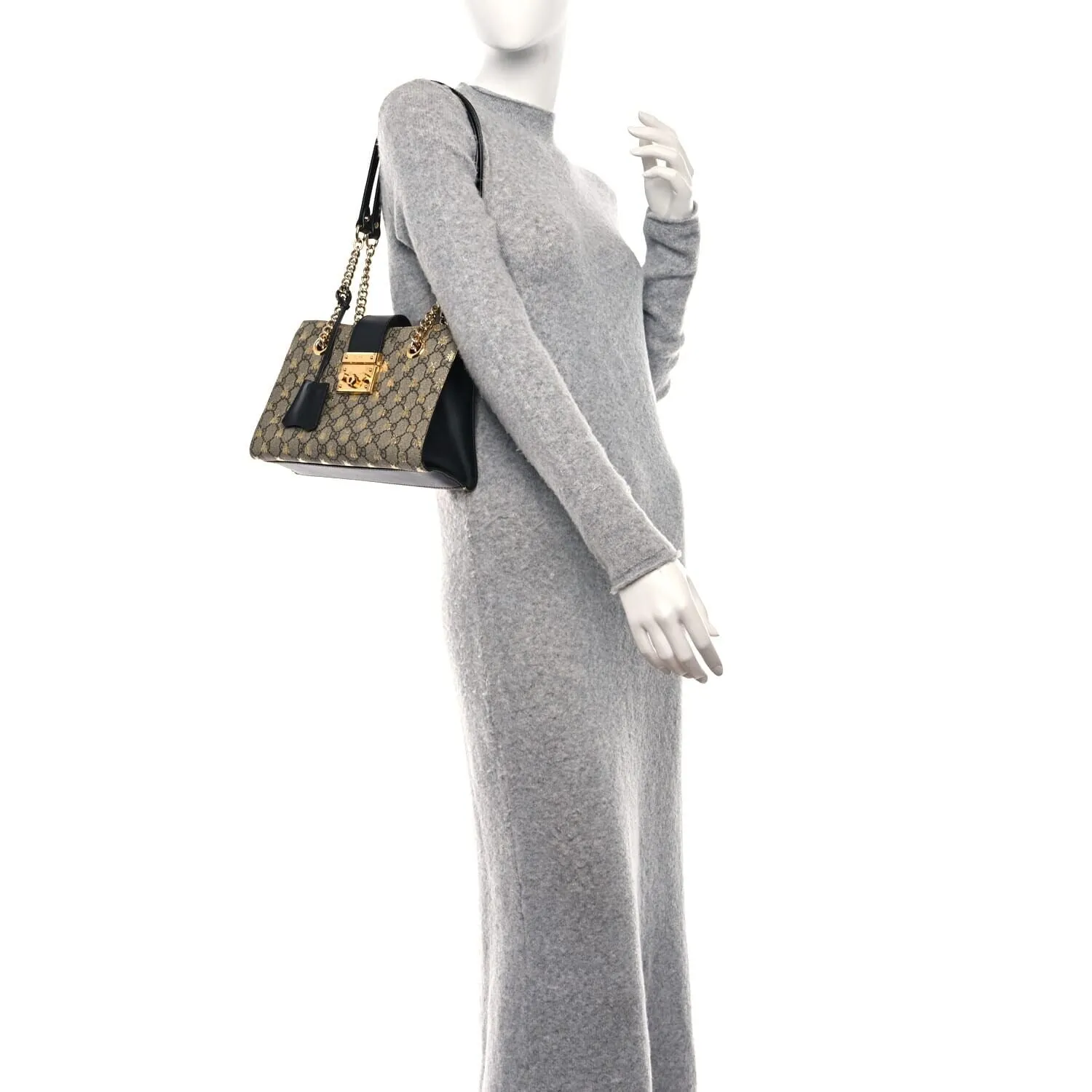 Gucci GG Supreme Monogram Bees Small Padlock Tote Beige Oro Black (Pre-Owned) sold by Zulily product image thumbnail 2