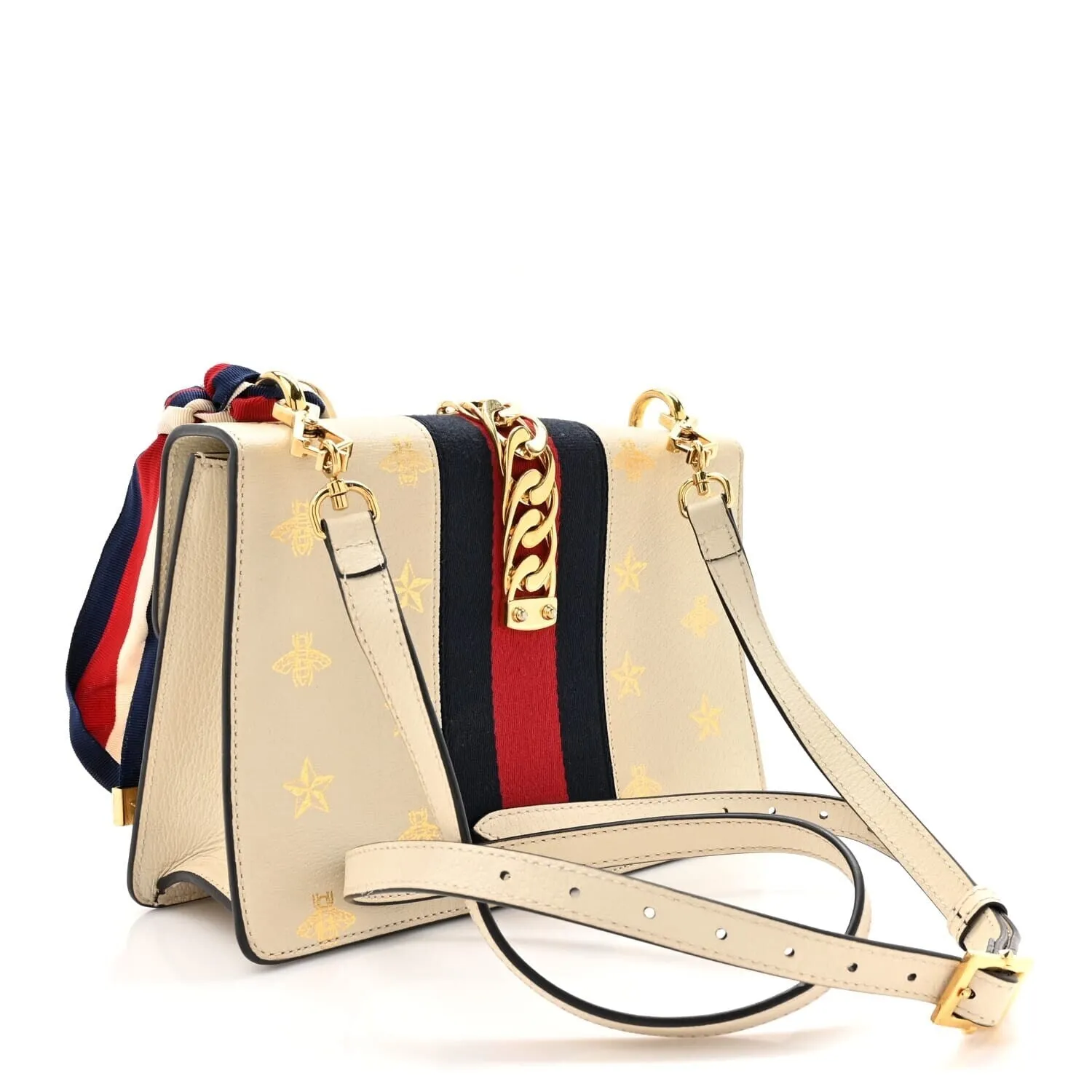 Gucci Textured Calfskin Bee Star Print Small Sylvie Shoulder Bag Mystic White (Pre- sold by Zulily product image thumbnail 3