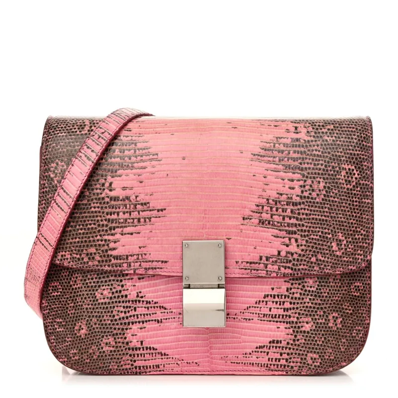 Celine Lizard Medium Classic Box Flap Bag Pink Grey (Pre-Owned) sold by Zulily