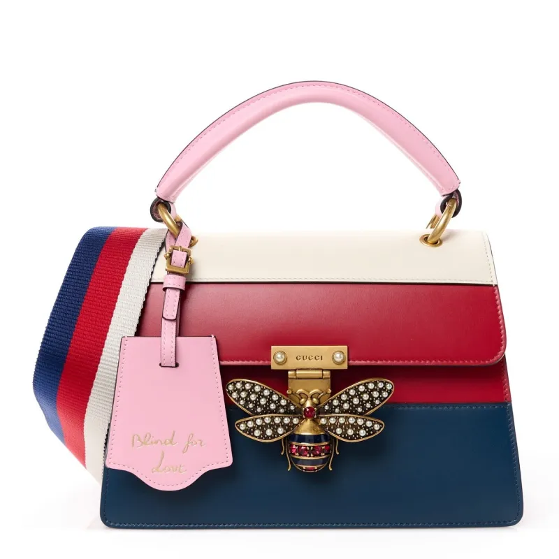 Gucci Calfskin Sylvie Web Small Queen Margaret Top Handle Bag Blue Agata Hibiscus R sold by Zulily