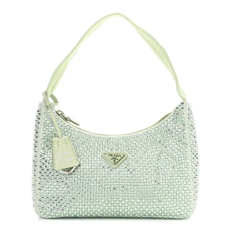Prada Satin Crystal Mini Re-Edition 2000 Bag Acqua (Pre-Owned) sold by Zulily