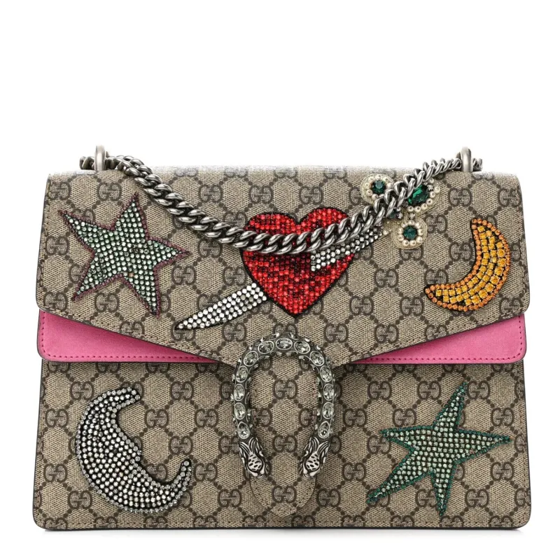 Gucci GG Supreme Monogram Suede Pierced Heart Embroidered Medium Dionysus Shoulder sold by Zulily