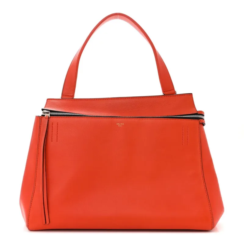 Celine Grained Calfskin Medium Edge Shoulder Bag Vermillion (Pre-Owned) sold by Zulily