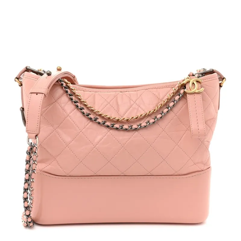 Chanel Aged Calfskin Quilted Medium Gabrielle Hobo Pink (Pre-Owned) sold by Zulily