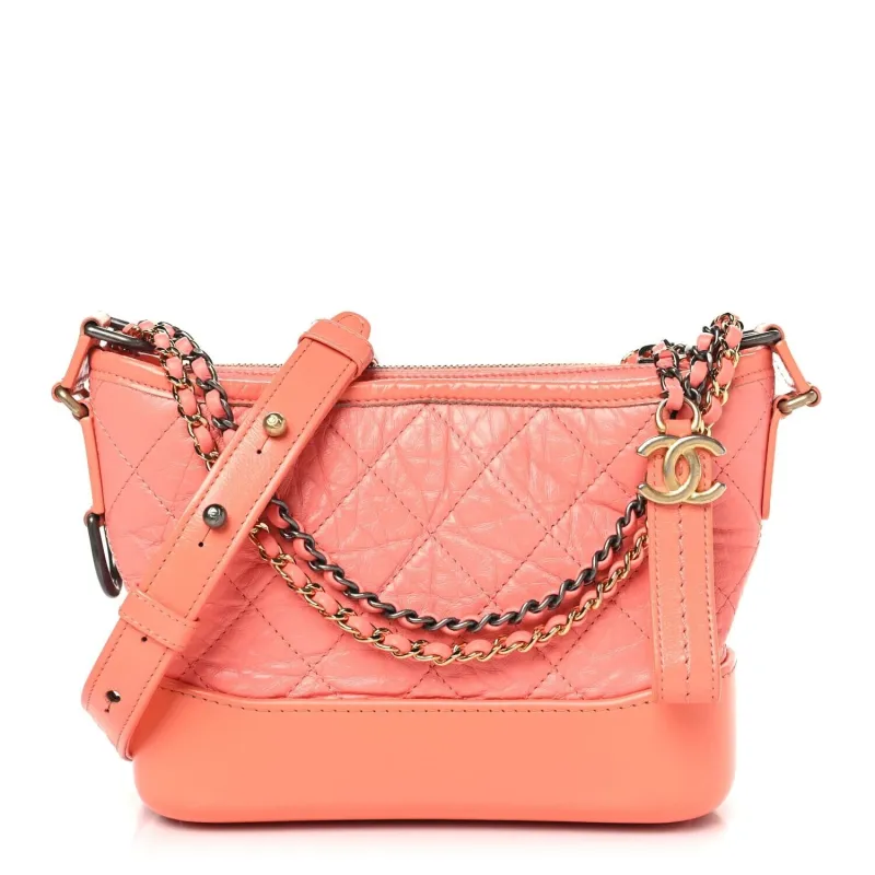 Chanel Aged Calfskin Quilted Small Gabrielle Hobo Coral (Pre-Owned) sold by Zulily