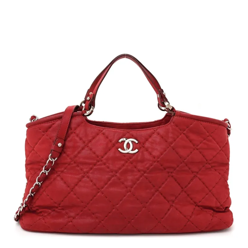Chanel Iridescent Calfskin Quilted Small Sea Hit Tote Red (Pre-Owned) sold by Zulily