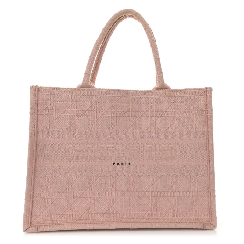 Dior Canvas Embroidered Cannage Medium Book Tote Bois de Rose (Pre-Owned) sold by Zulily