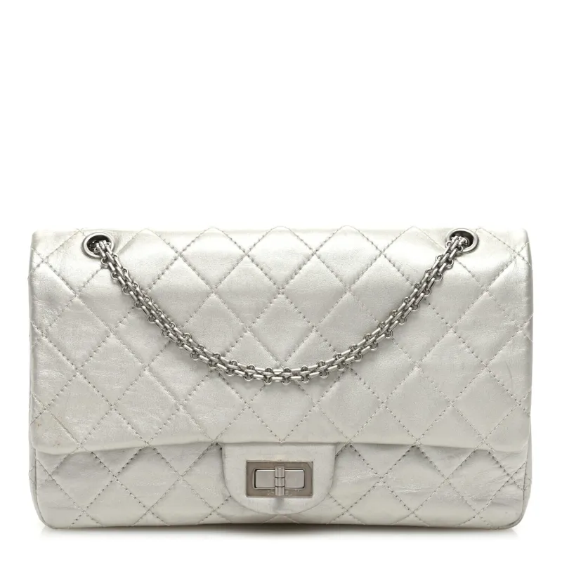 Chanel Metallic Lambskin Quilted 2.55 Reissue 227 Flap Silver (Pre-Owned) sold by Zulily