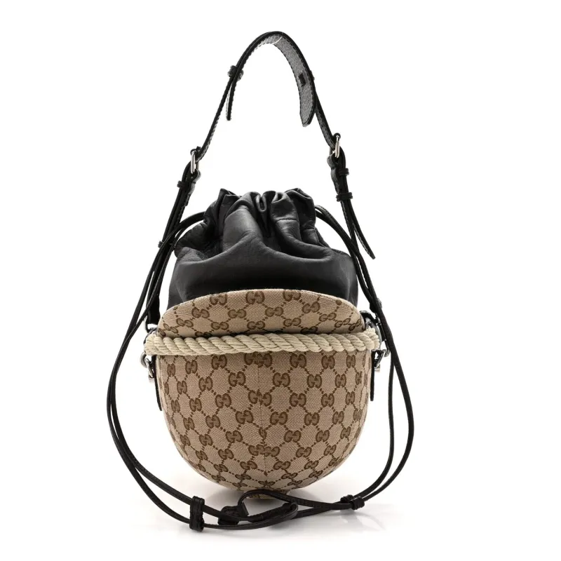 Gucci GG Monogram Calfskin Equestrian Bucket Bag Brown (Pre-Owned) made by Gucci