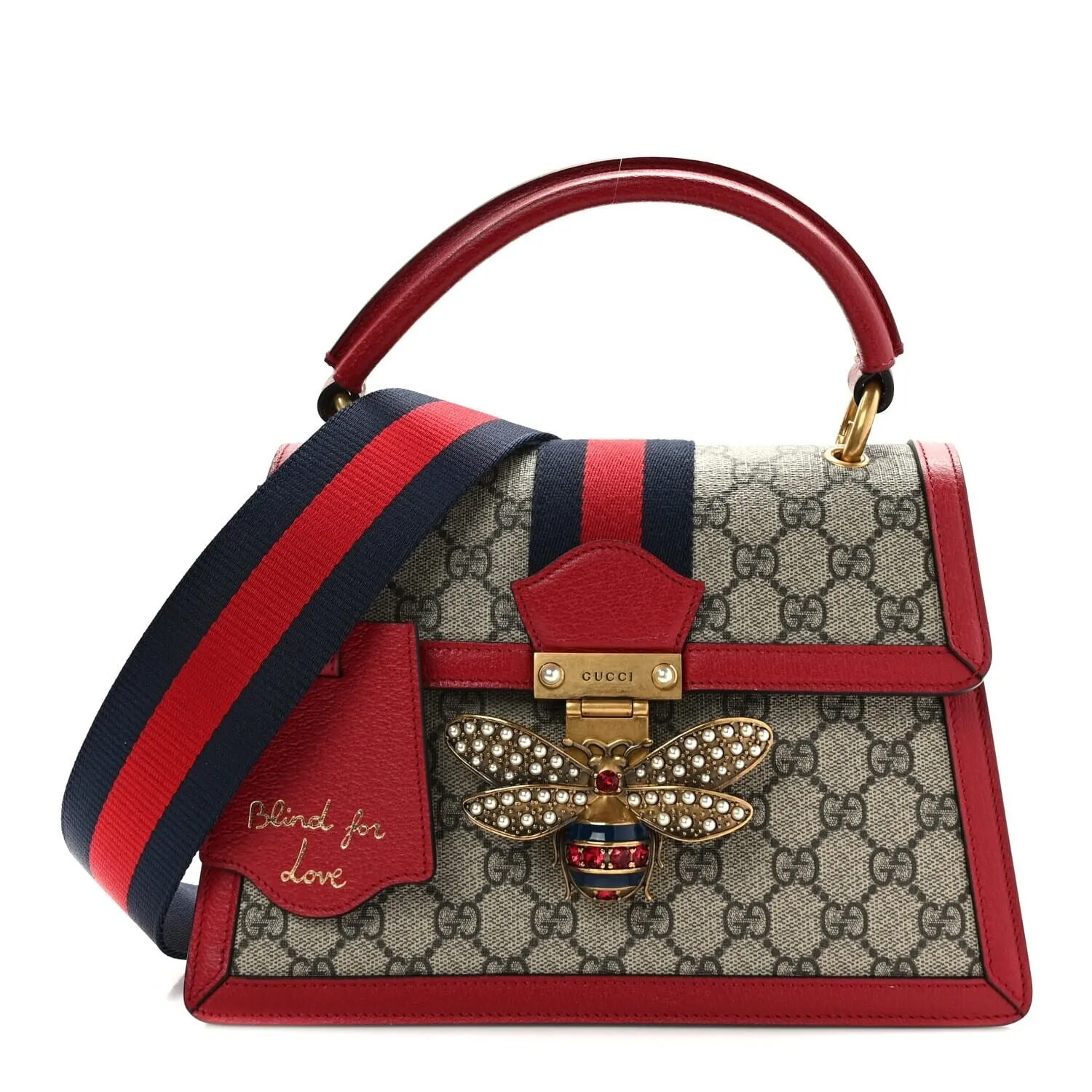 Gucci GG Supreme Monogram Small Queen Margaret Top Handle Bag Red (Pre-Owned) sold by Zulily