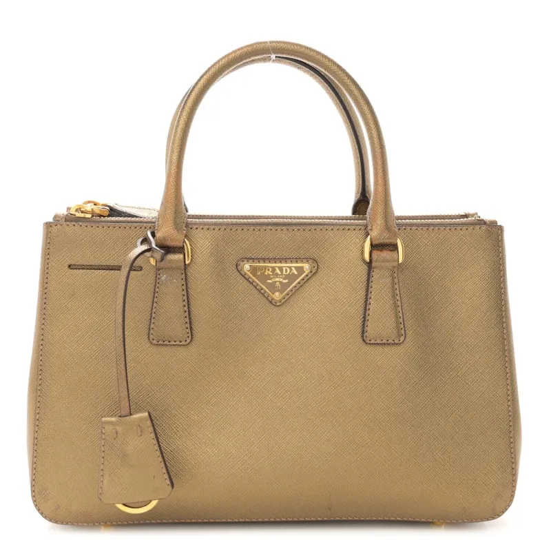 Prada Saffiano Lux Leather Mini Tote Bronzo (Pre-Owned) sold by Zulily