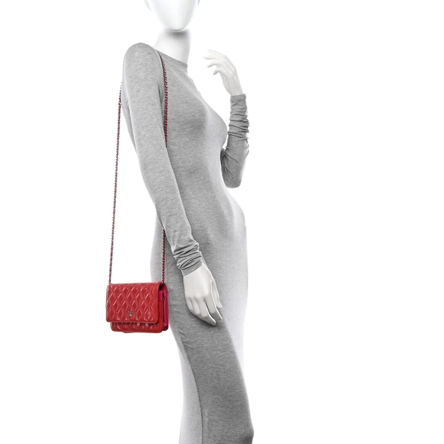 Chanel Patent Quilted Wallet On Chain WOC Dark Pink (Pre-Owned) sold by Zulily product image thumbnail 2