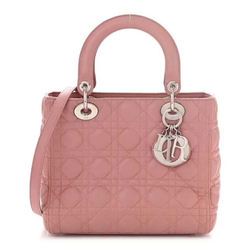 Dior Lambskin Cannage Bow Medium Lady Dior Beige (Pre-Owned) sold by Zulily