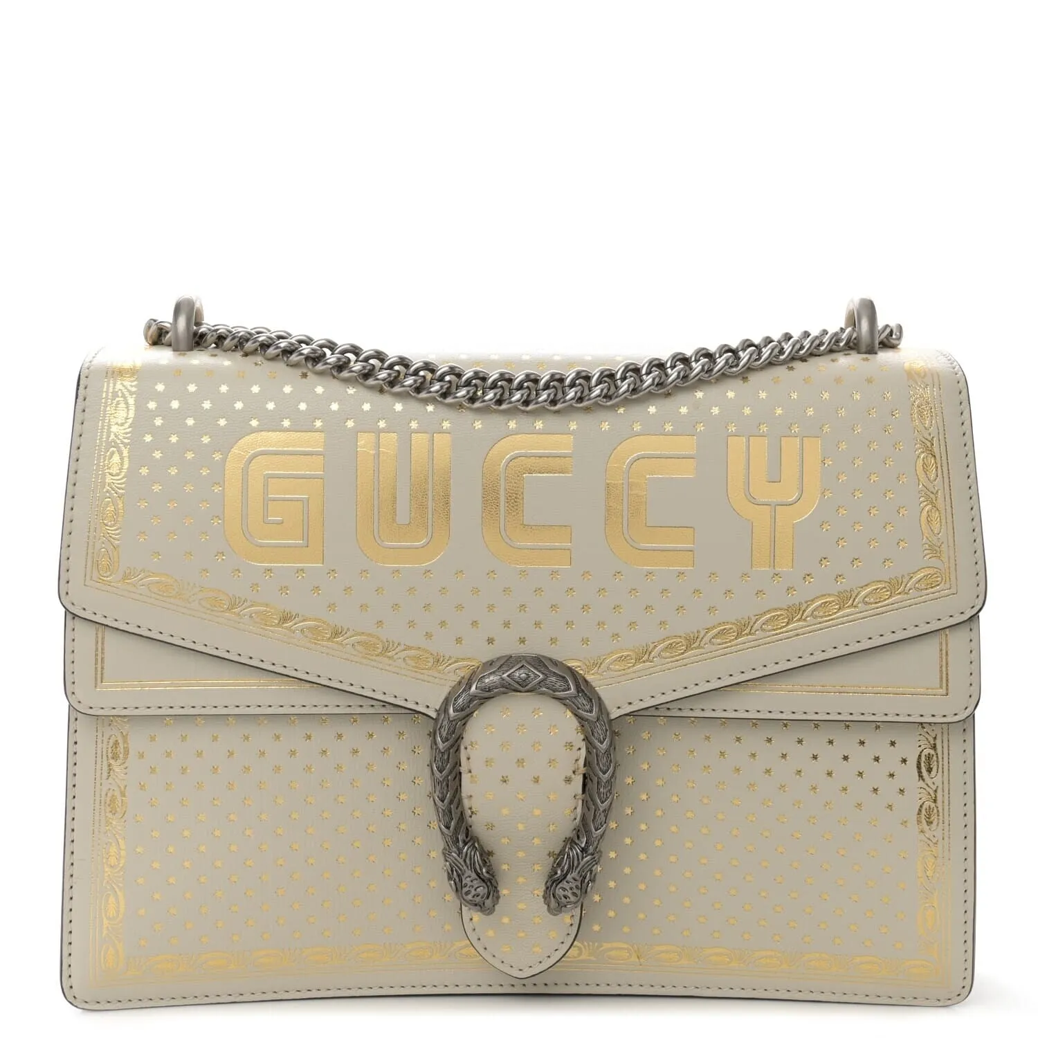 Gucci X SEGA Calfskin GUCCY Stars Medium Dionysus Shoulder Bag Mystic White Gold (P sold by Zulily