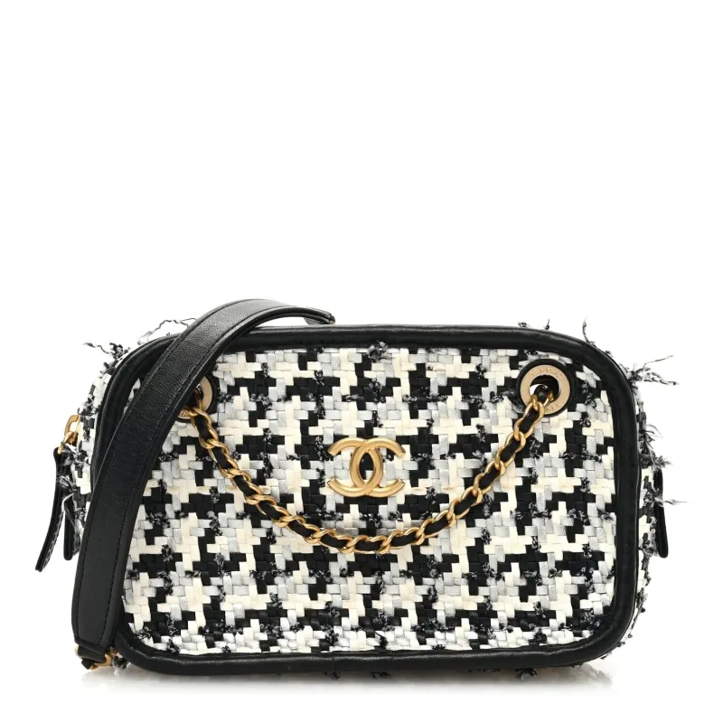 Chanel Metallic Lambskin Viscose Woven Camera Case Black White Silver (Pre-Owned) sold by Zulily